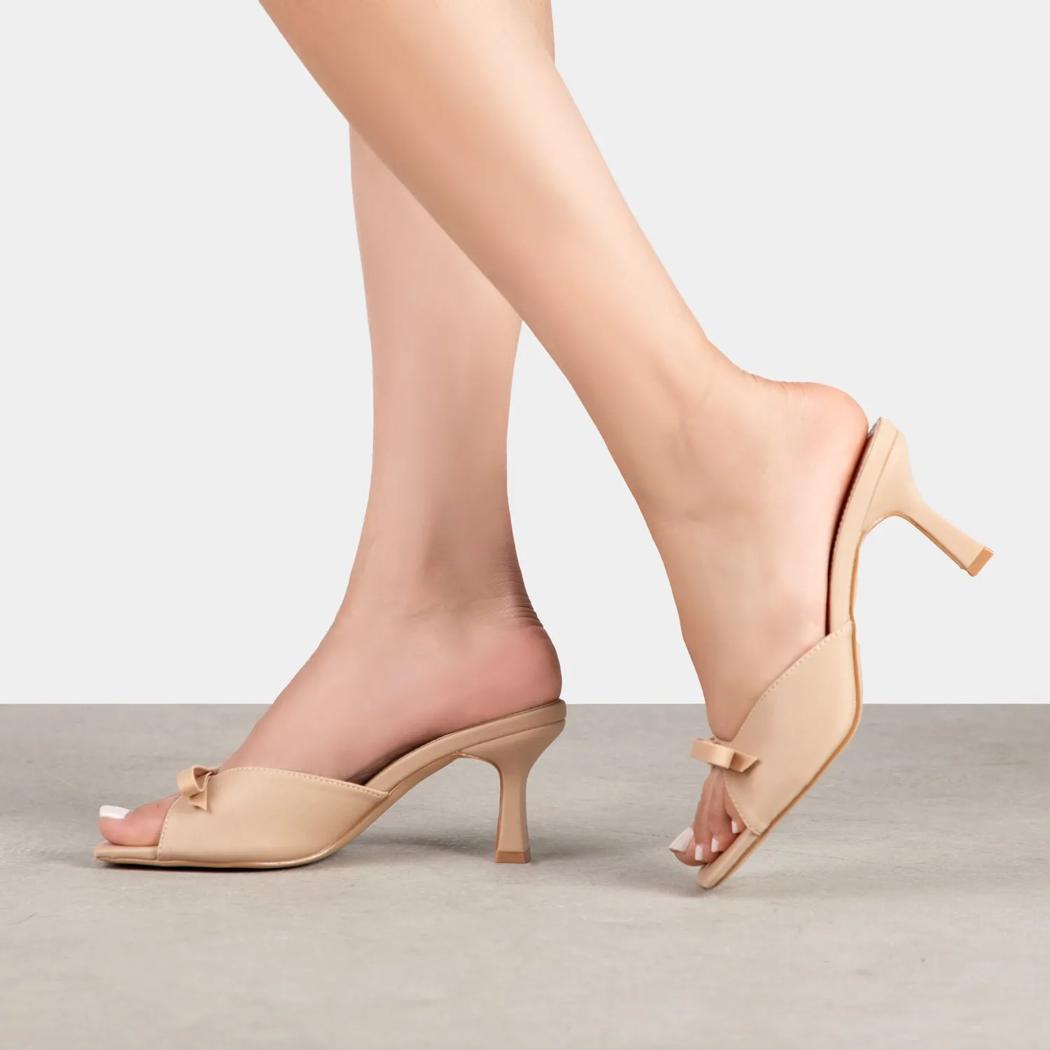 RAID Angie Heeled Mules in Nude