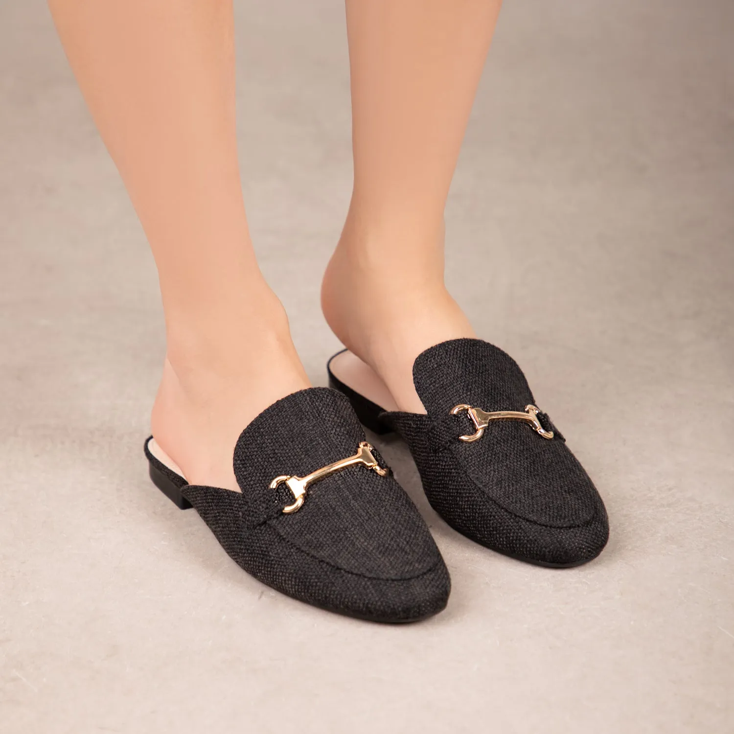 RAID Nancy Flat Mules in Black Jute