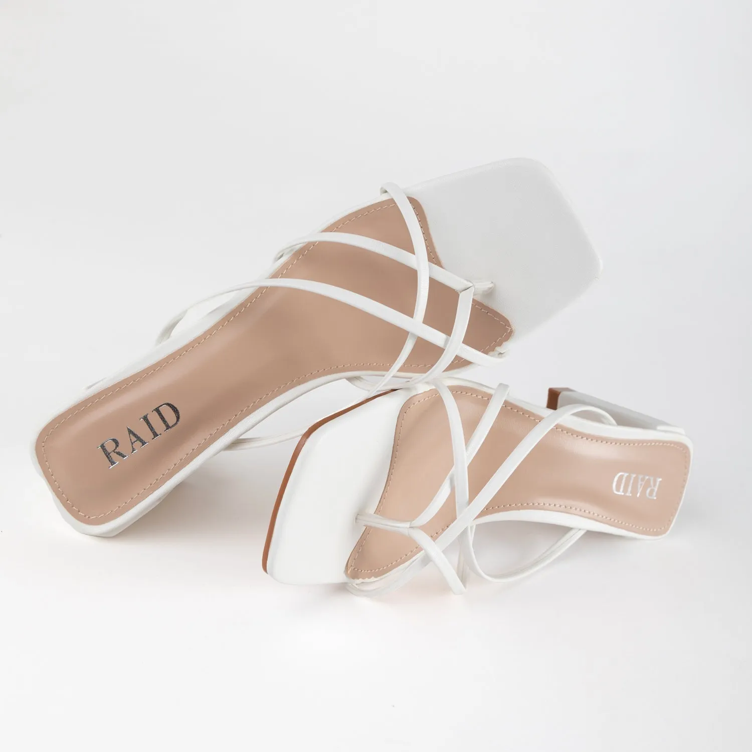 RAID Stephany Block Heeled Mule in White