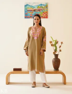 Rang-e-Khizan Lotus Graced Aari Brown Phiran