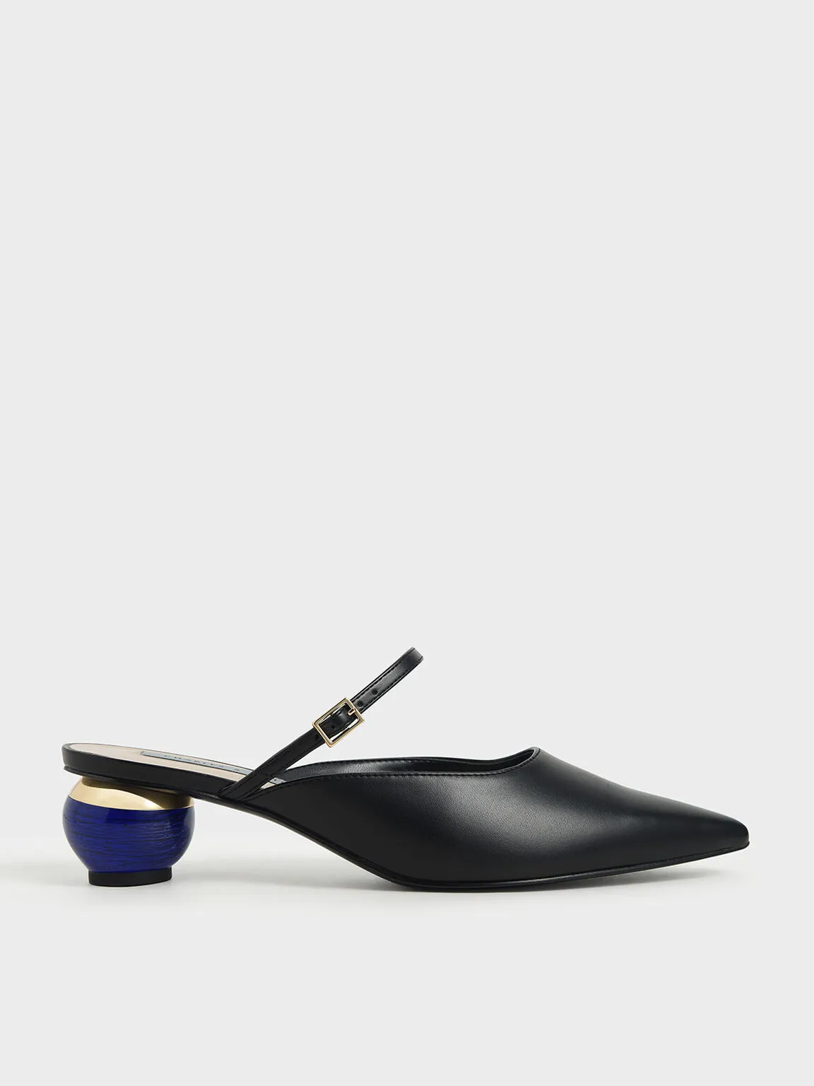 Sculptural Heel Pointed Toe Mules