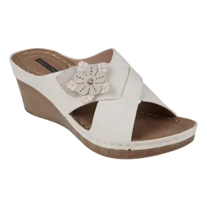 Selly White Wedge Sandals