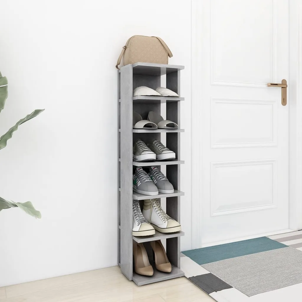 Shoe Cabinet Concrete Grey 25x27x102 cm Chipboard