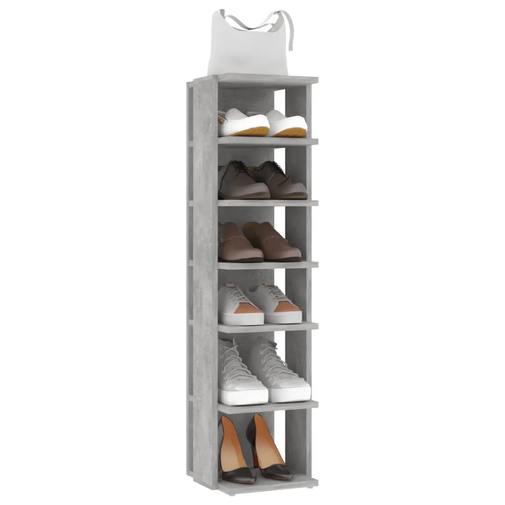 Shoe Cabinet Concrete Grey 25x27x102 cm Chipboard