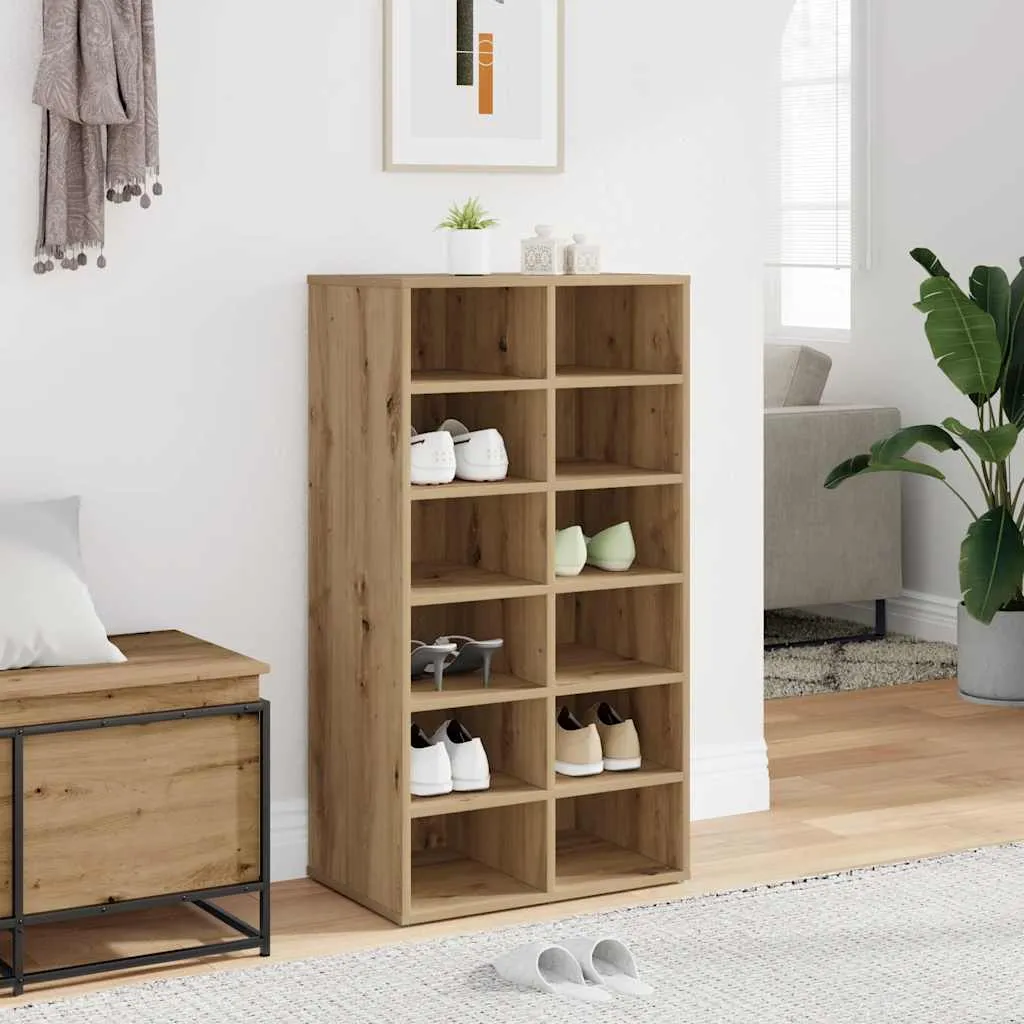 Shoe Rack Artisan Oak 54x34x100.5 cm Engineered Wood