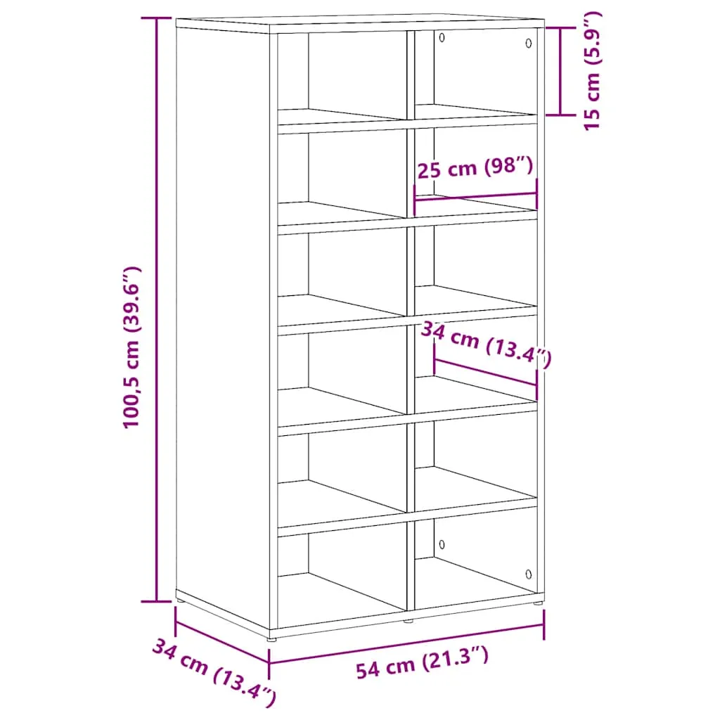 Shoe Rack Artisan Oak 54x34x100.5 cm Engineered Wood