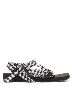 TREKKY VICHY SANDAL - BLACK WHITE GINGHAM