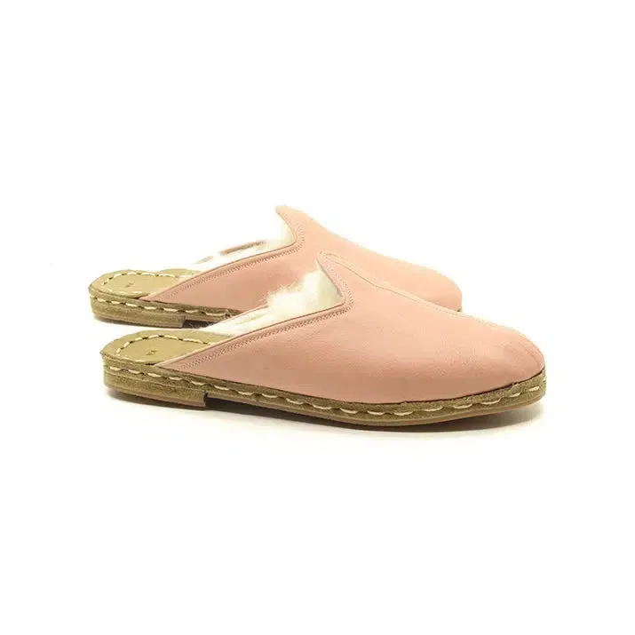 Winter Sheepskin Slippers Light Pink Women's