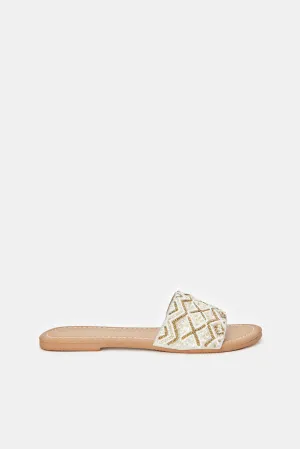 Women Ivory Embellished Mule