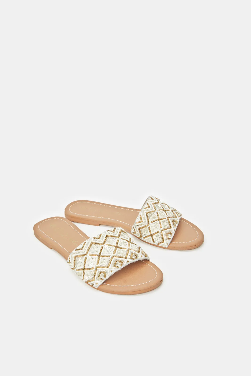 Women Ivory Embellished Mule