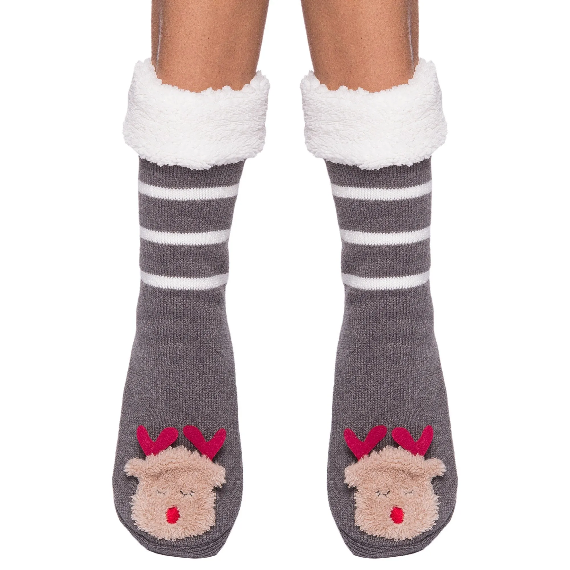 Women's Cute Knit Animal Face Slipper Socks