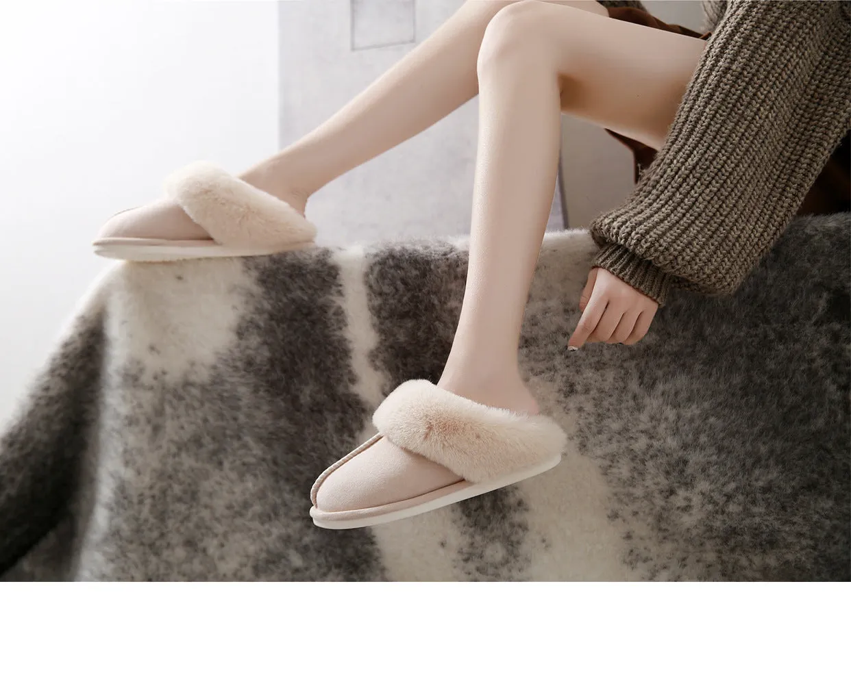 Womens Warm and Plush Clog Slippers